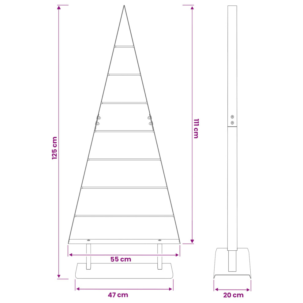 Vidaxl (White, 125 Cm) Metal Christmas Tree Black 60 Cm Steel