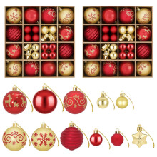 (Red and gold) vidaXL Christmas Ball Set 88 pcs Silver Ø 6 cm Plastic
