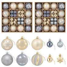 (Gold and grey) vidaXL Christmas Ball Set 88 pcs Silver Ø 6 cm Plastic