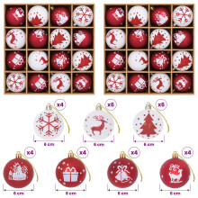 (Red and white (holiday silhouette motif)) vidaXL Christmas Ball Set 32 pcs Gold Ø 6 cm Plastic