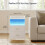 Bedside Tables Set of 2, Charging Station and LED, White 4