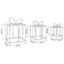 (Warm white) vidaXL Christmas Lighted Gift Boxes LOVIISA 3 pcs 360 LEDs Multicolour