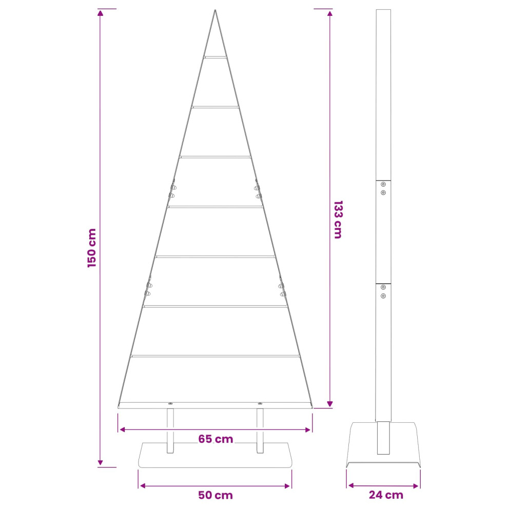 Vidaxl (White, 150 Cm) Metal Christmas Tree Black 60 Cm Steel