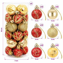 (Gold and red) vidaXL Christmas Ball Set 72 pcs Gold and Red Ø 3 cm Plastic