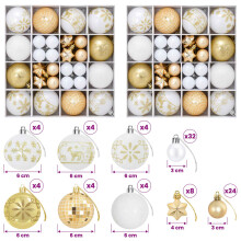 (Gold and white) vidaXL Christmas Ball Set 88 pcs Silver Ø 6 cm Plastic