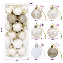 (Champagne and white) vidaXL Christmas Ball Set 72 pcs Gold and Red Ø 3 cm Plastic