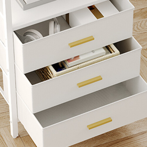Bedside Tables Set of 2, Charging Station & LED Light, White 2