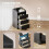 Bedside Table with 3 Drawers, Charging Station and LED, Black 6