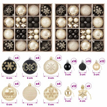(Black and gold) vidaXL Christmas Ball Set 88 pcs Silver Ø 6 cm Plastic