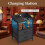Bedside Table, Charging Station and LED, Black 2