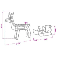 (Warm white) vidaXL Reindeer and Sleigh Christmas Decoration LOVIISA 240 LEDs