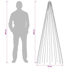 (180 cm) vidaXL Christmas Tree Light with Spikes 1148 LEDs Warm White and