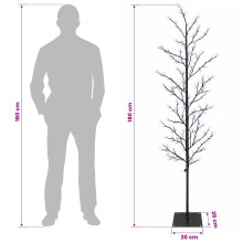 (Black (cold white), 180 cm) vidaXL Micro Birch Christmas Tree Black 180 cm Steel 459 LEDs