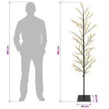 (Black (warm white), 180 cm) vidaXL Micro Birch Christmas Tree Black 180 cm Steel 459 LEDs