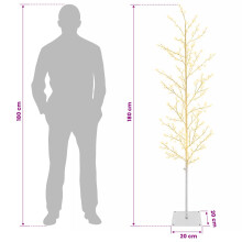 (White (warm white), 180 cm) vidaXL Micro Birch Christmas Tree Black 180 cm Steel 459 LEDs