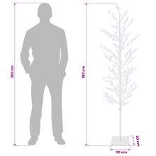 (White (cold white), 180 cm) vidaXL Micro Birch Christmas Tree Black 180 cm Steel 459 LEDs