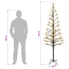 (Black (warm white), 210 cm) vidaXL LED String Christmas Tree White 180 cm Steel 196 LEDs
