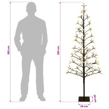 (Black (warm white), 180 cm) vidaXL LED String Christmas Tree White 180 cm Steel 196 LEDs