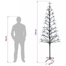 (Black (cold white), 240 cm) vidaXL LED String Christmas Tree White 180 cm Steel 196 LEDs