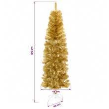 (Gold, 180 cm) vidaXL Artificial Slim Christmas Tree 180 cm PVC and Steel Pink