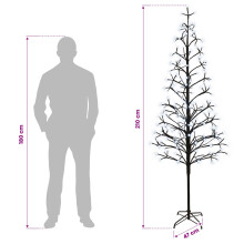 (Black (cold white), 210 cm) vidaXL LED String Christmas Tree White 180 cm Steel 196 LEDs
