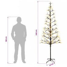 (Black (warm white), 240 cm) vidaXL LED String Christmas Tree White 180 cm Steel 196 LEDs
