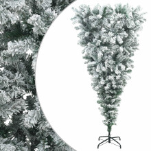 (Green and white, 150 cm) vidaXL Upside-down Artificial Christmas Tree 150 cm PVC and Steel