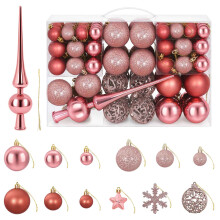 (Rose pink) vidaXL Christmas Ball Set 111 pcs Brown and Gold 6 cm Polystyrene