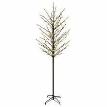vidaXL LED Ball Christmas Tree Black 210 cm Steel 250 LEDs