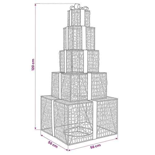 VidaXL vidaXL Christmas LED Gift Box Stack 250 LEDs Cold White