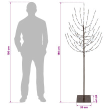 vidaXL LED Christmas Tree Black 20 x 20 x 180 cm Steel 160 LEDs