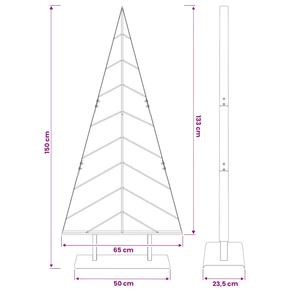Vidaxl Metal Christmas Tree With Triangle Stand Kuopio 150 Cm Steel
