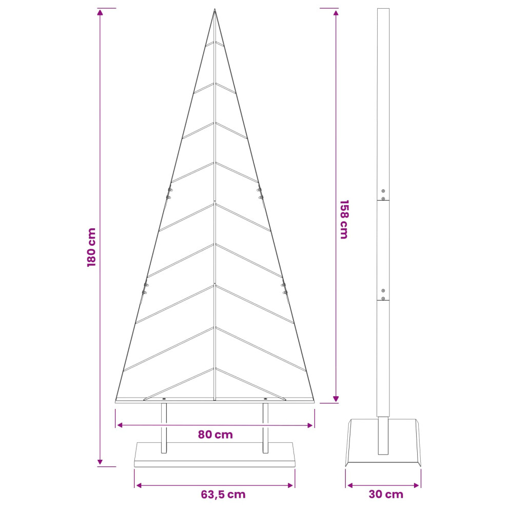 Vidaxl Metal Christmas Tree With Triangle Stand Kuopio 180 Cm Steel