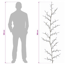 vidaXL LED Willow Vine Christmas Decoration 2 pcs Black 180 cm Steel