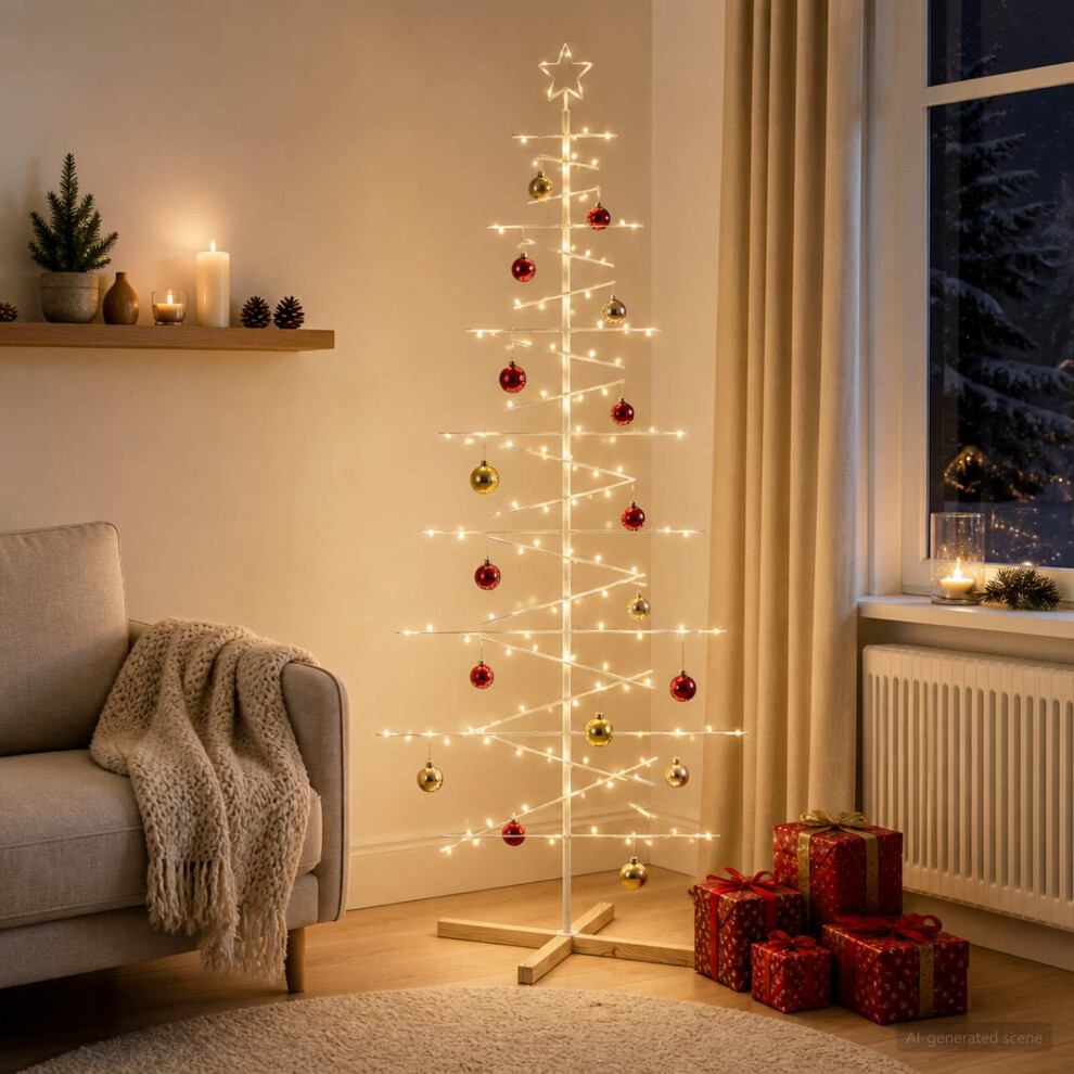 Vidaxl (White, 210 Cm) Metal Christmas Tree Black 59.5 Cm Powder-Coated Steel
