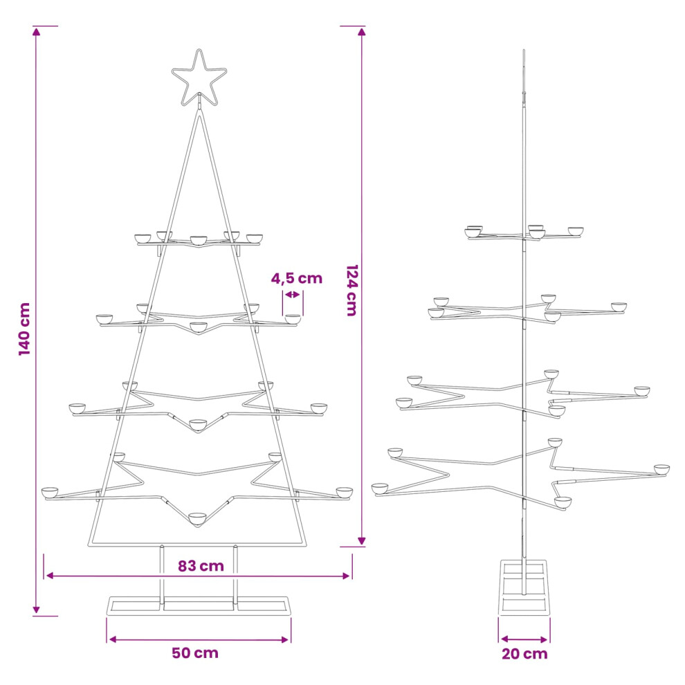 Vidaxl (White, 140 Cm) Metal Christmas Tree For Decoration Outdoor Artificial Xmas Tree Black
