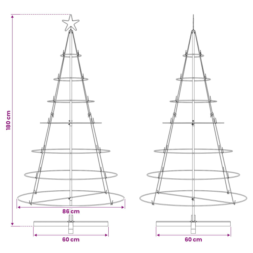 B&Q - Christmas Cone Tree With Stand Black 180.5 Cm Steel - Image 2