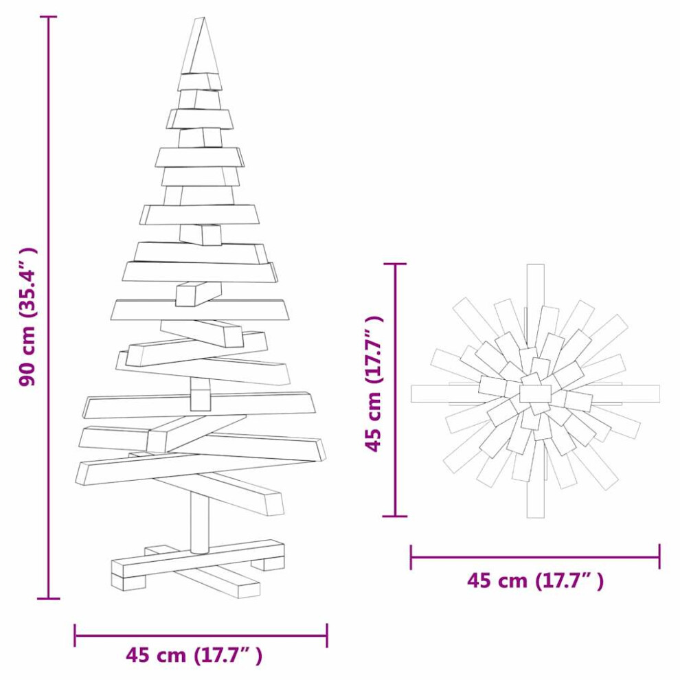 Vidaxl (Natural (Unfinished), 90 Cm) Christmas Trees Kotka 60 Cm Solid Pine Wood Natural