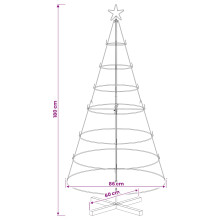 (Gold, 180 cm) vidaXL Christmas Cone Tree with Stand Black 90 cm Steel