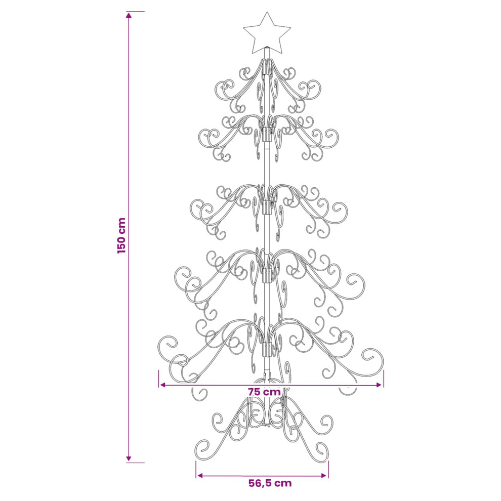 Vidaxl (White, 150 Cm) Metal Christmas Tree Gold 150 Cm Powder-Coated Steel
