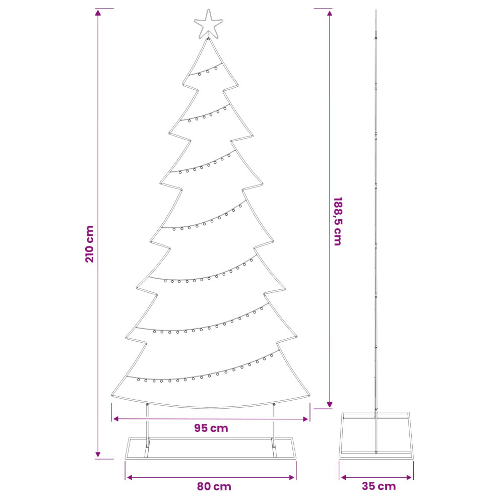 Vidaxl (White, 210 Cm) Metal Christmas Tree Black 60 Cm Steel