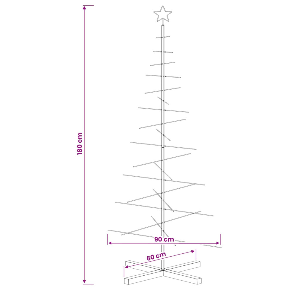 Vidaxl (Gold, 180 Cm) Metal Christmas Tree Black 59.5 Cm Powder-Coated Steel