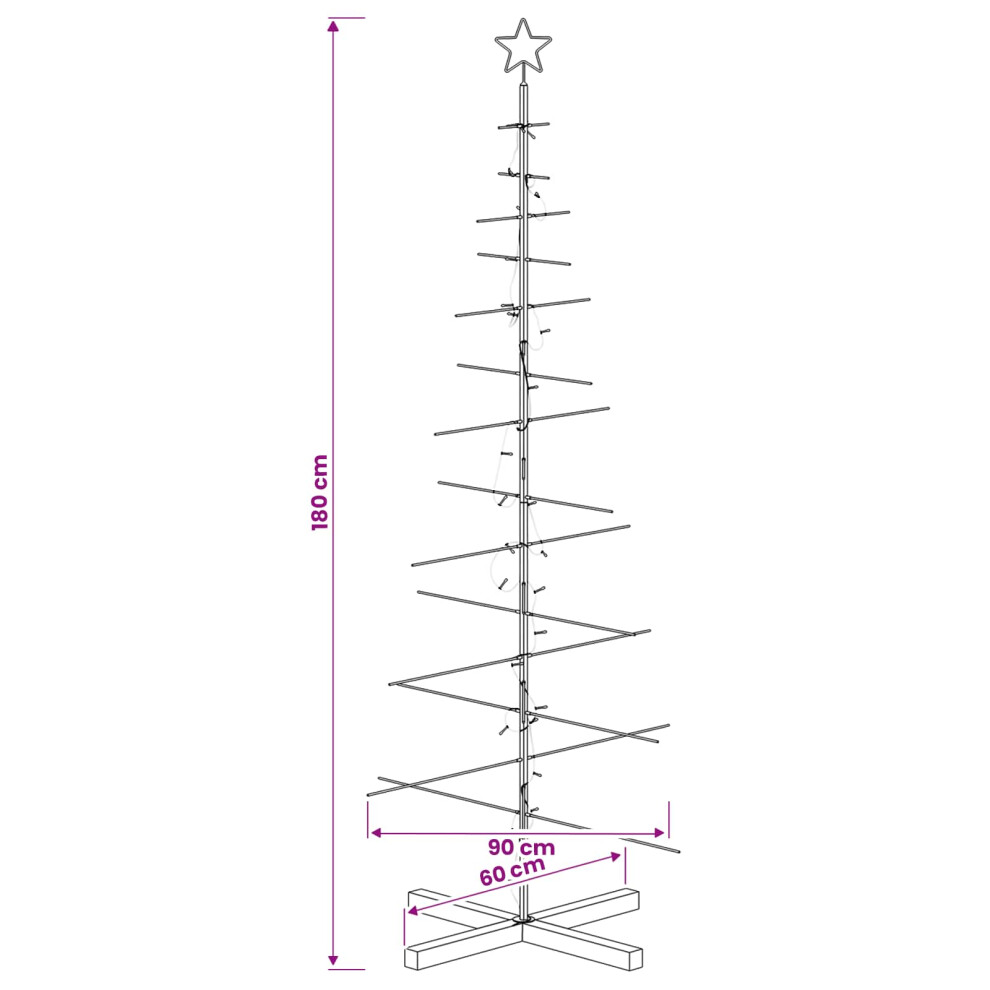 Vidaxl (Black, 180 Cm) Metal Christmas Tree Black 59.5 Cm Powder-Coated Steel