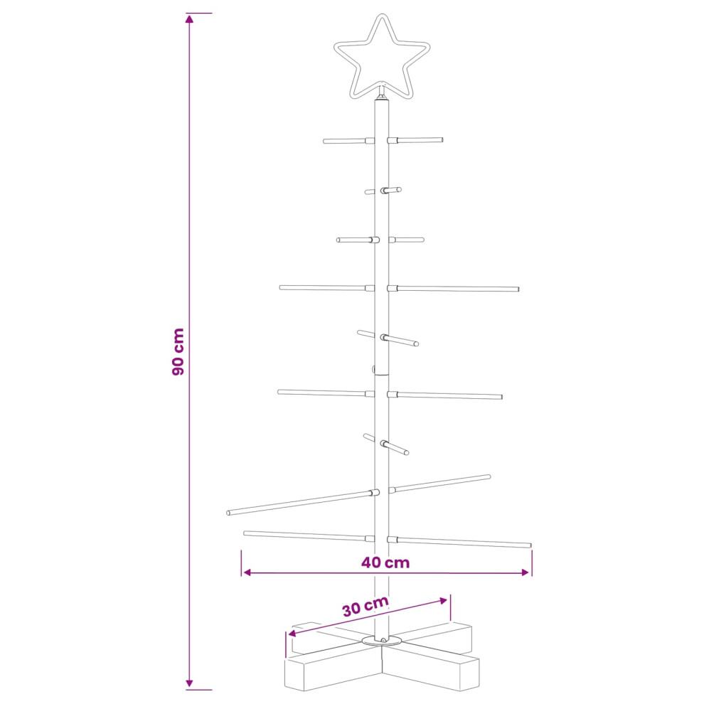 Vidaxl (White, 90 Cm) Metal Christmas Tree Black 59.5 Cm Powder-Coated Steel