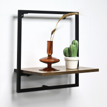 Black Metal Frame MDF Wooden Wall Floating Shelf/Shelves Home/Office G-0325