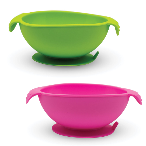 Callowesse Silicone Suction Bowl Green & Pink 2pk