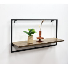 Black Metal Frame MDF Wooden Wall Floating Shelf/Shelves Home/Office G-0327