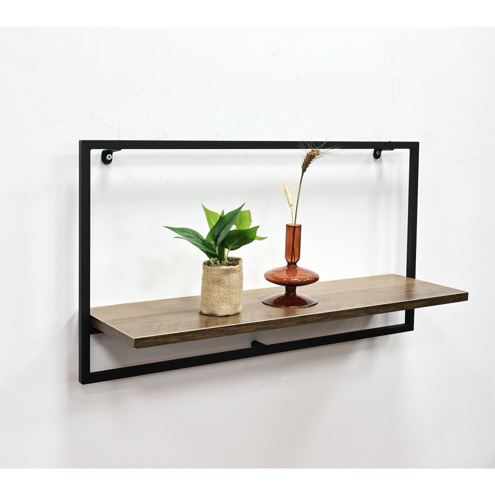 Spot On Dealz Black Metal Frame Mdf Wooden Wall Floating Shelf/Shelves Home/Office G-0327