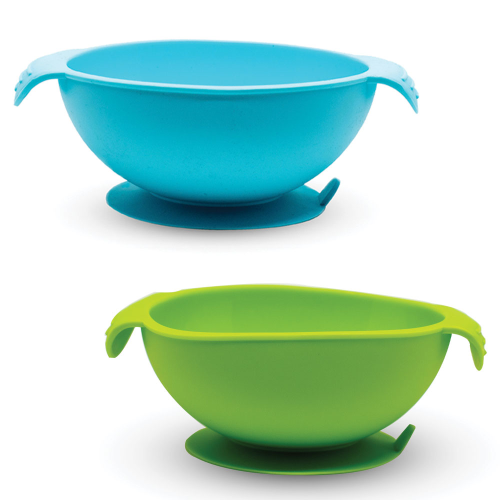 Callowesse Silicone Suction Bowl Green & Blue 2pk