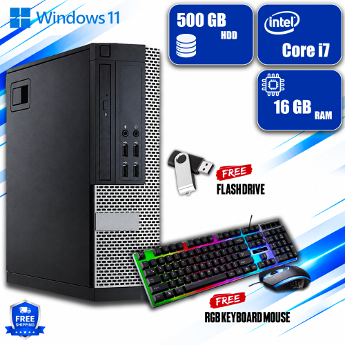 Refurbished Dell Dell Desktop Computer Windows 11 - Core i7 16GB Ram 500GB HDD